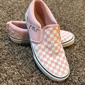 Vans Kids Slip-On Checkerboard Sneakers - Pink & White